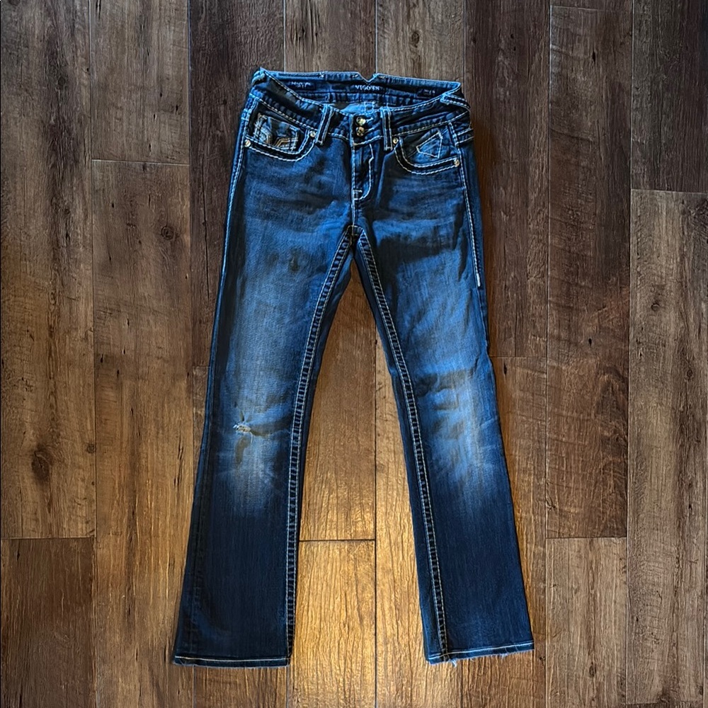 Vigoss Indigo Denim Jeans with Contrast Stitching